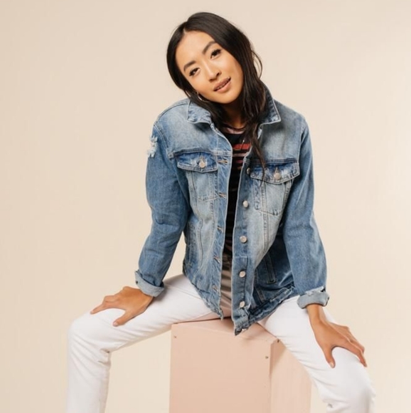 Jackets & Blazers - Oversized Distressed Denim Jacket